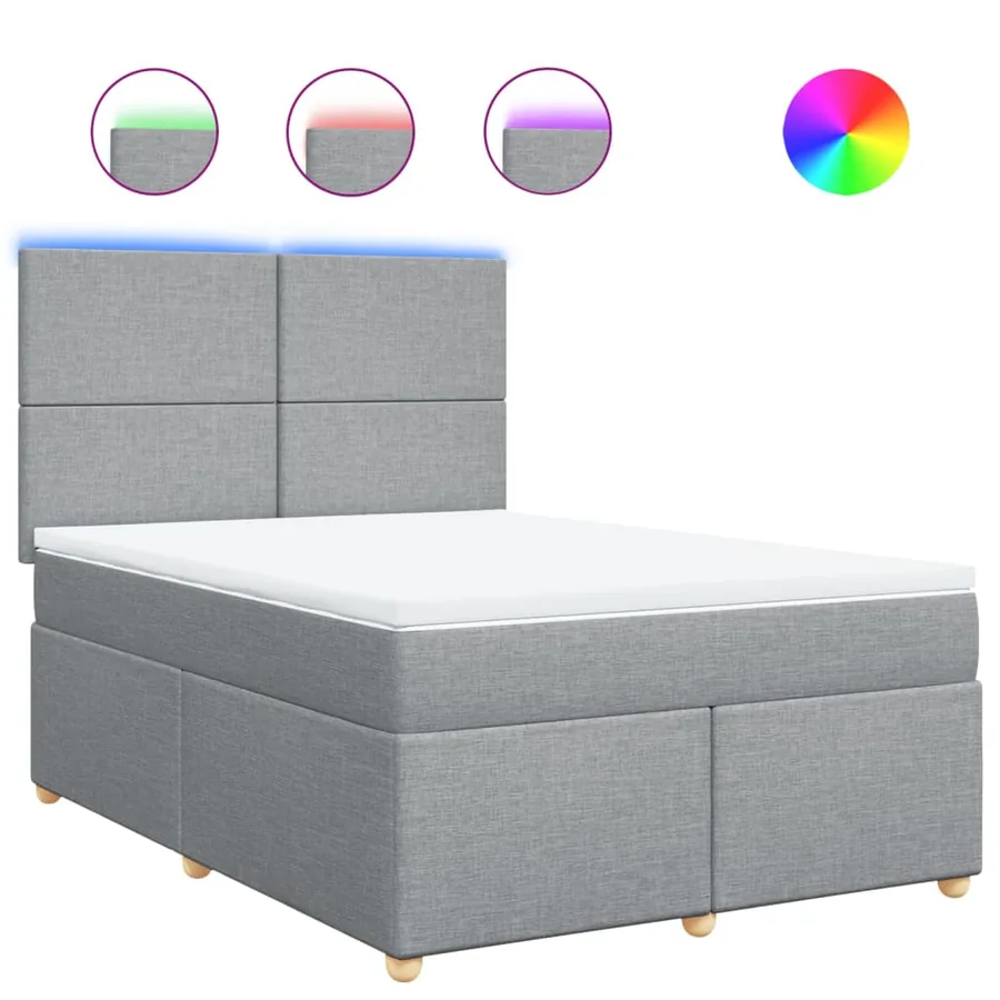 Sommier à lattes de lit avec matelas Gris clair 140x200cm Tissu - 2
