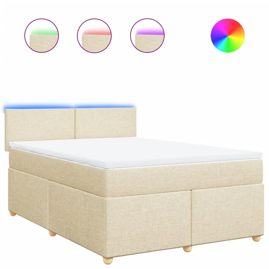 Sommier à lattes de lit avec matelas Crème 140x190 cm Tissu - 2