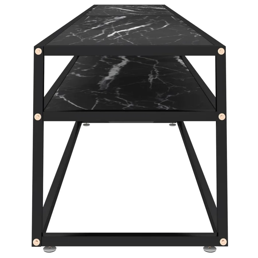 Meuble TV Marbre noir 220x40x40,5 cm Verre trempé - 4