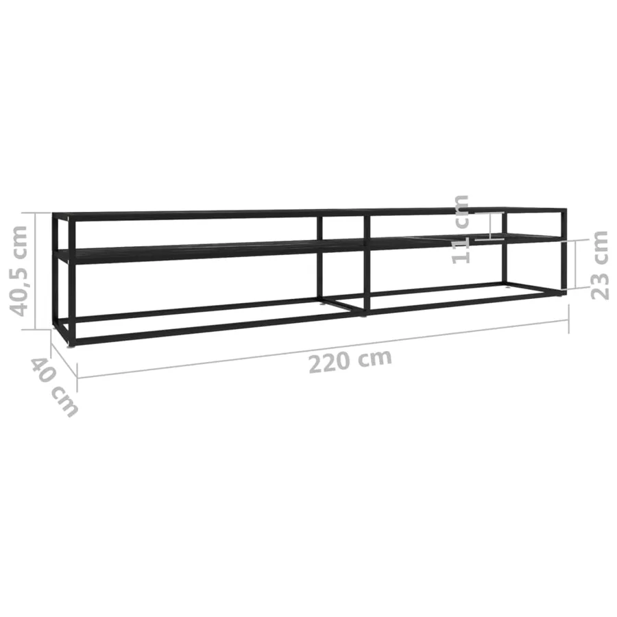 Meuble TV Marbre noir 220x40x40,5 cm Verre trempé - 7