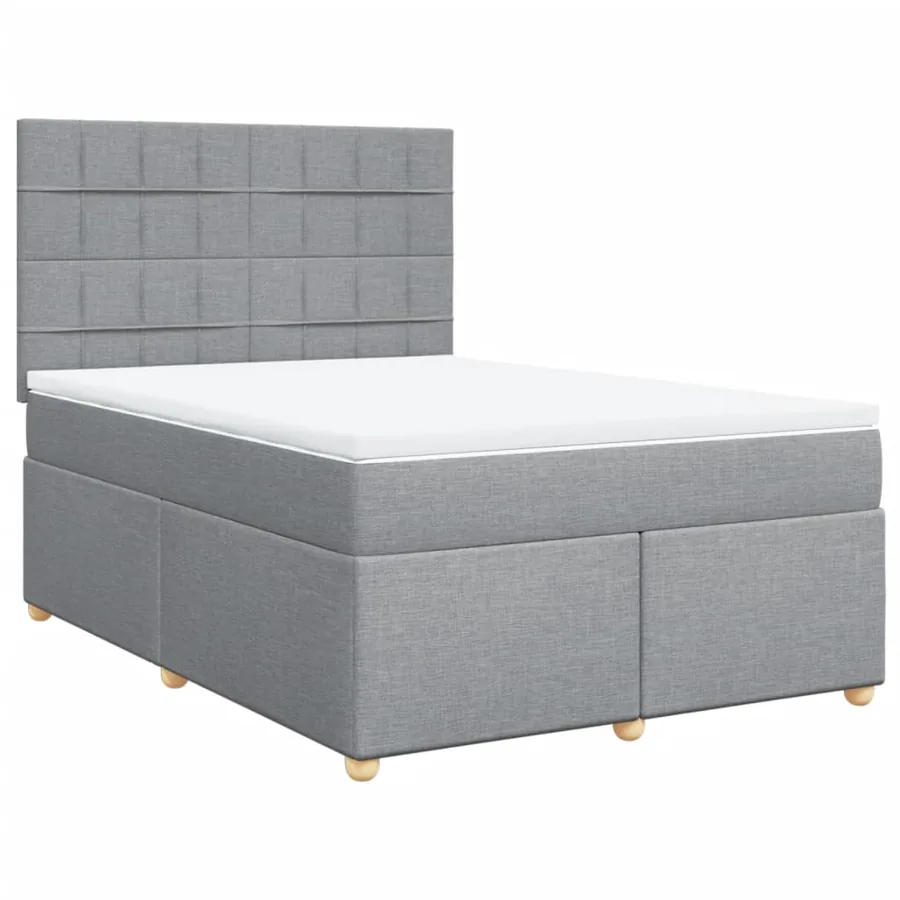 Sommier à lattes de lit avec matelas Gris clair 140x190cm Tissu - 3