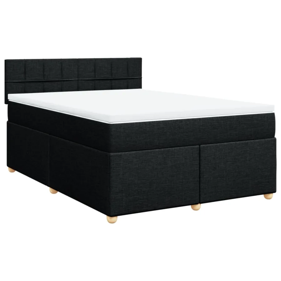 Sommier à lattes de lit avec matelas Noir 140x200 cm Tissu - 3