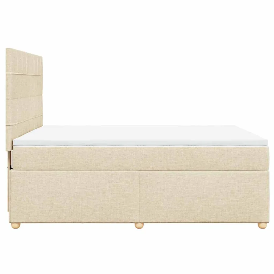 Sommier à lattes de lit avec matelas Crème 140x190 cm Tissu - 7