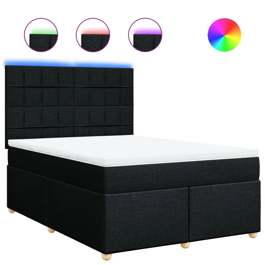 Sommier à lattes de lit avec matelas Noir 140x190 cm Tissu - 2