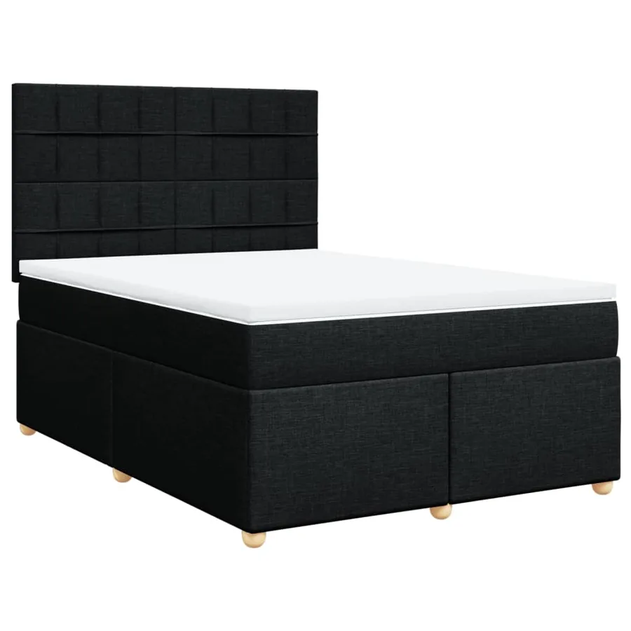 Sommier à lattes de lit avec matelas Noir 140x190 cm Tissu - 3
