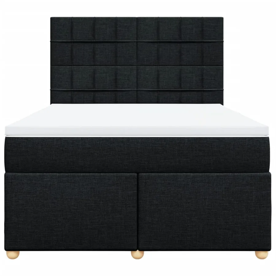 Sommier à lattes de lit avec matelas Noir 140x190 cm Tissu - 6