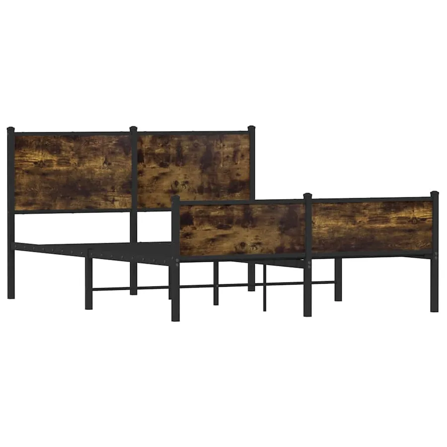 Cadre de lit en métal sans matelas chêne fumé 137x190 cm - 3