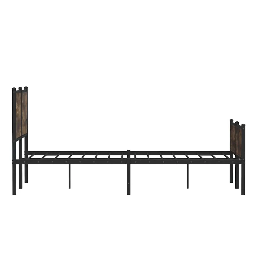 Cadre de lit en métal sans matelas chêne fumé 137x190 cm - 6
