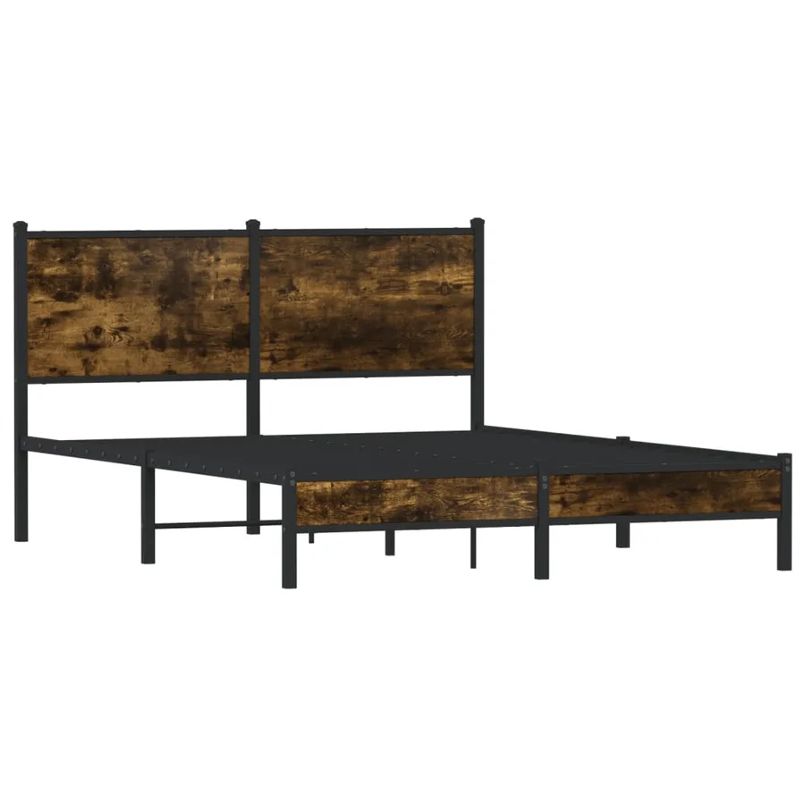 Cadre de lit en métal sans matelas chêne fumé 140x190 cm - 3