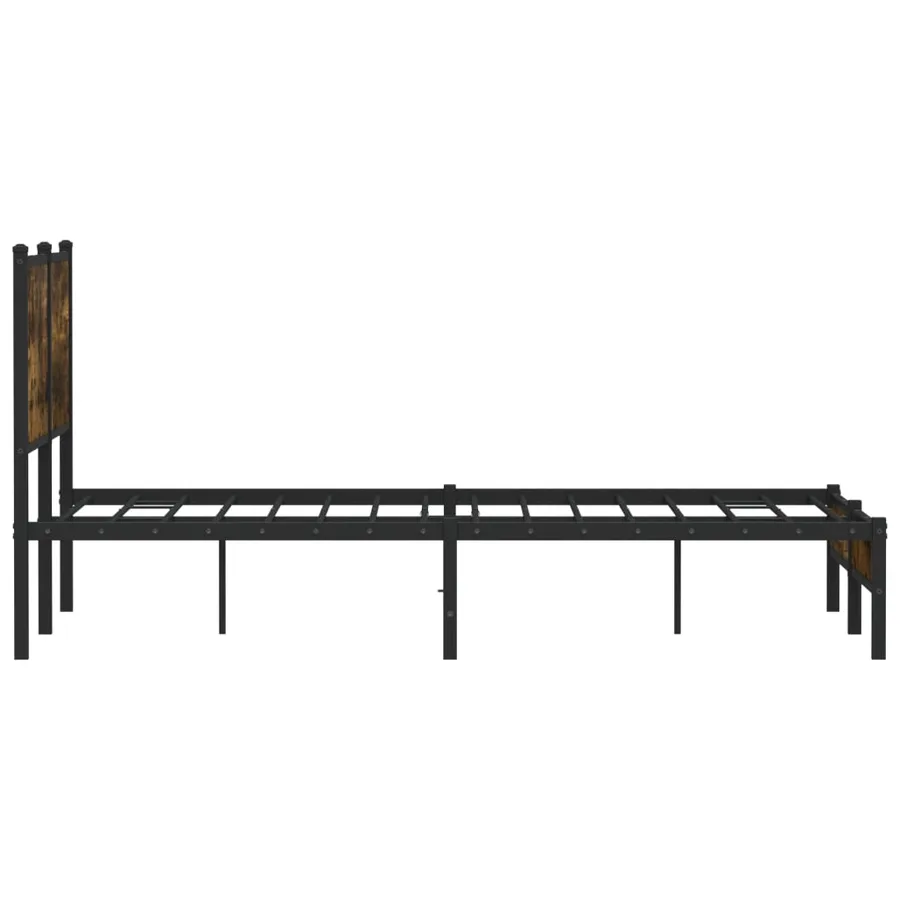 Cadre de lit en métal sans matelas chêne fumé 140x190 cm - 6