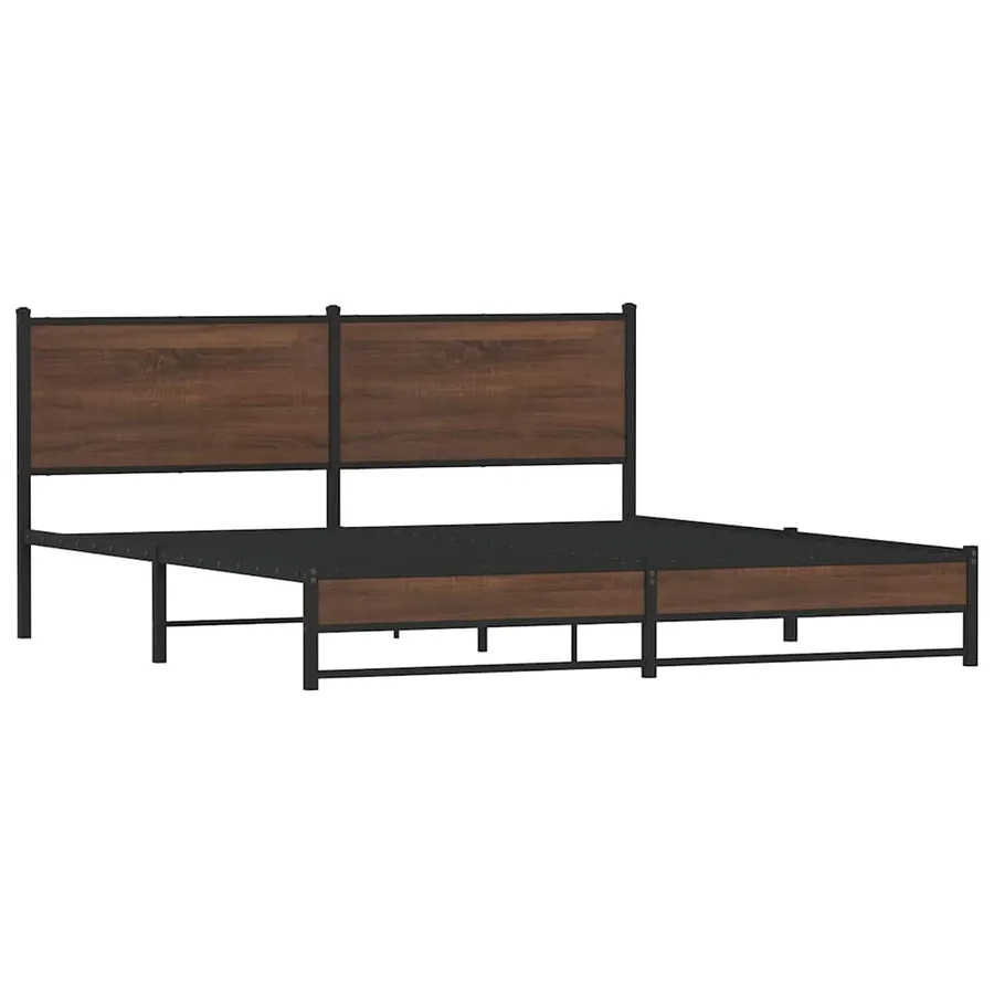 Cadre de lit en métal sans matelas chêne marron 180x200 cm - 3
