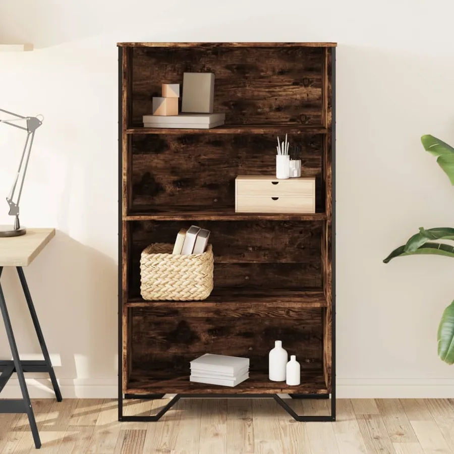 Bibliothèque chêne fumé 80x31x137,5 cm bois d'ingénierie - 3