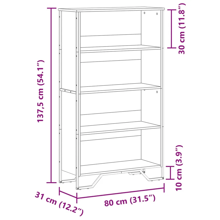 Bibliothèque chêne marron 80x31x137,5 cm bois d'ingénierie - 9