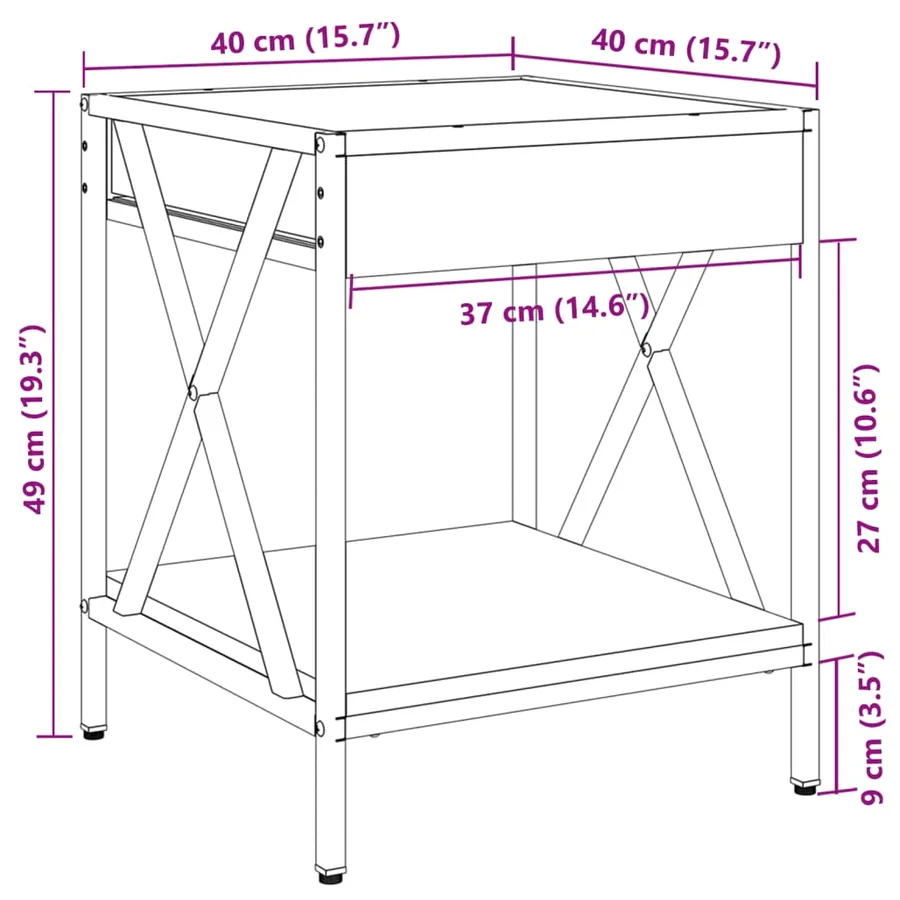 Table de chevet avec LED infini chêne sonoma 40x40x49 cm - 13