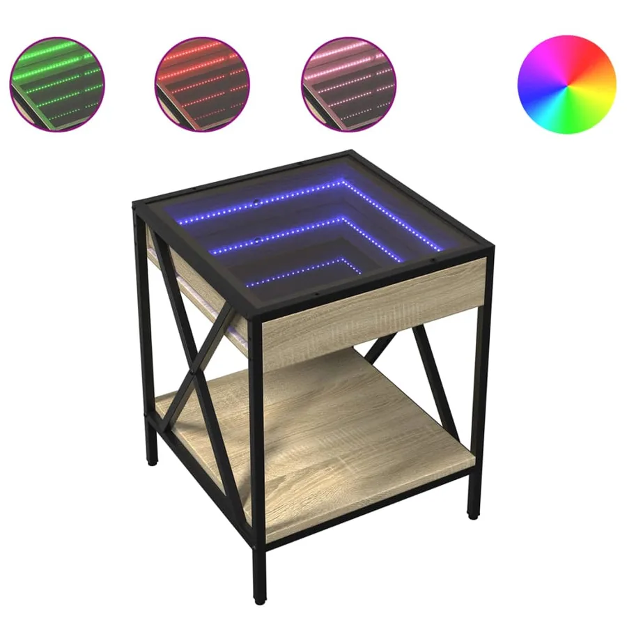 Table de chevet avec LED infini chêne sonoma 40x40x49 cm - 2
