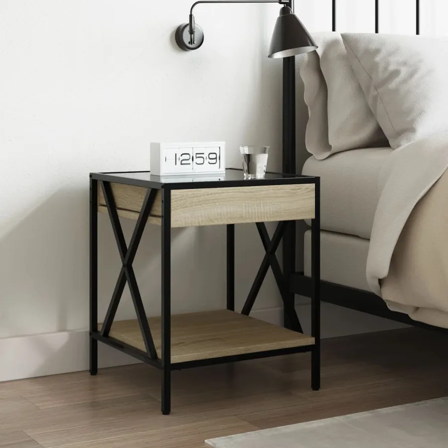 Table de chevet avec LED infini chêne sonoma 40x40x49 cm - 4