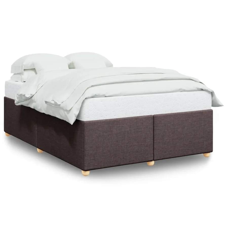 Cadre de lit sans matelas marron foncé 140x190 cm tissu - 2