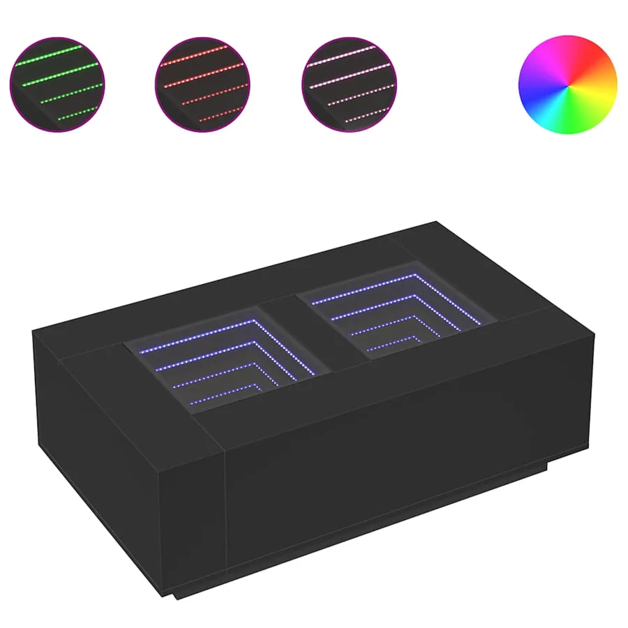 Table basse avec LED infini noir 116x69x40 cm - 2