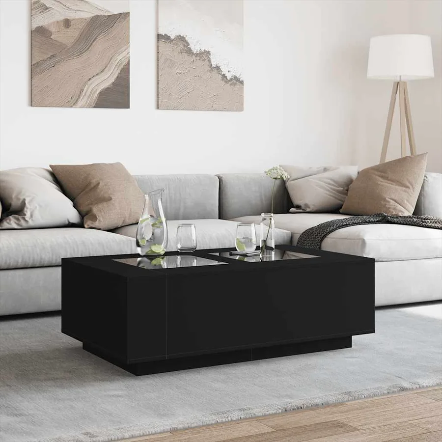 Table basse avec LED infini noir 116x69x40 cm - 4