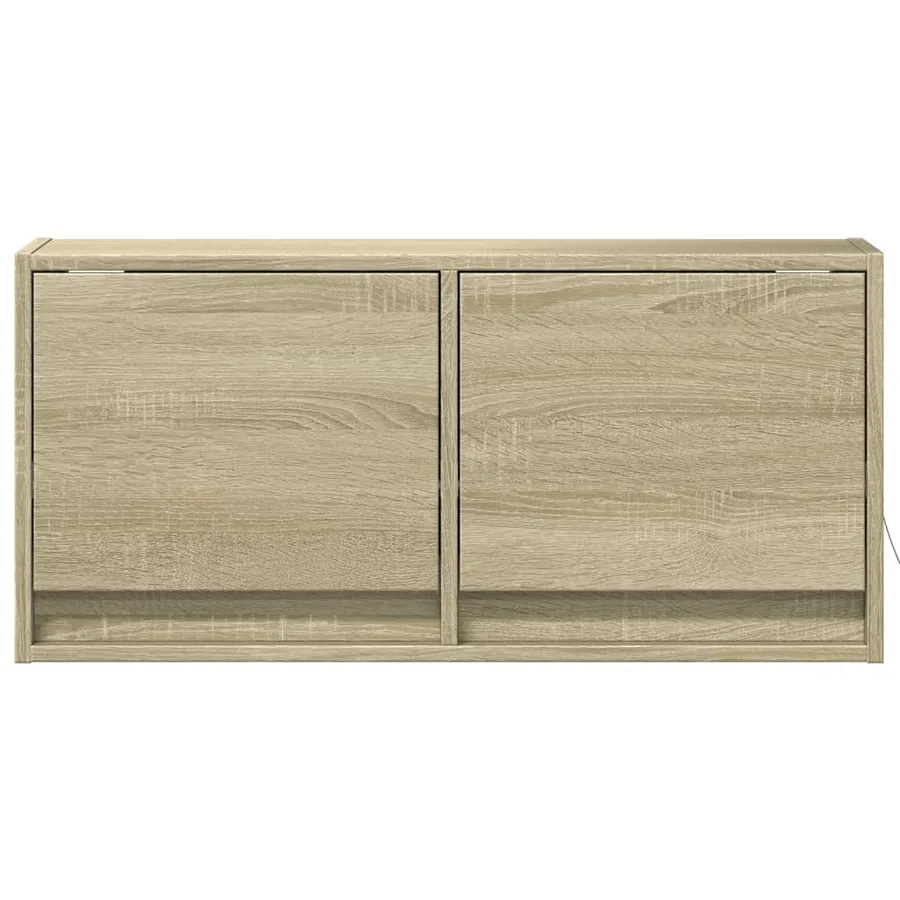 Meuble TV mural avec lumières LED chêne sonoma 80x31x35 cm - 6