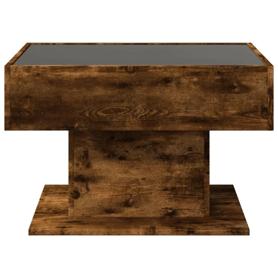 Table basse avec LED chêne fumé 70x50x45 cm bois d'ingénierie - 6
