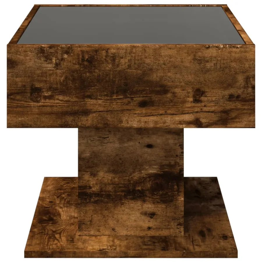 Table basse avec LED chêne fumé 70x50x45 cm bois d'ingénierie - 7