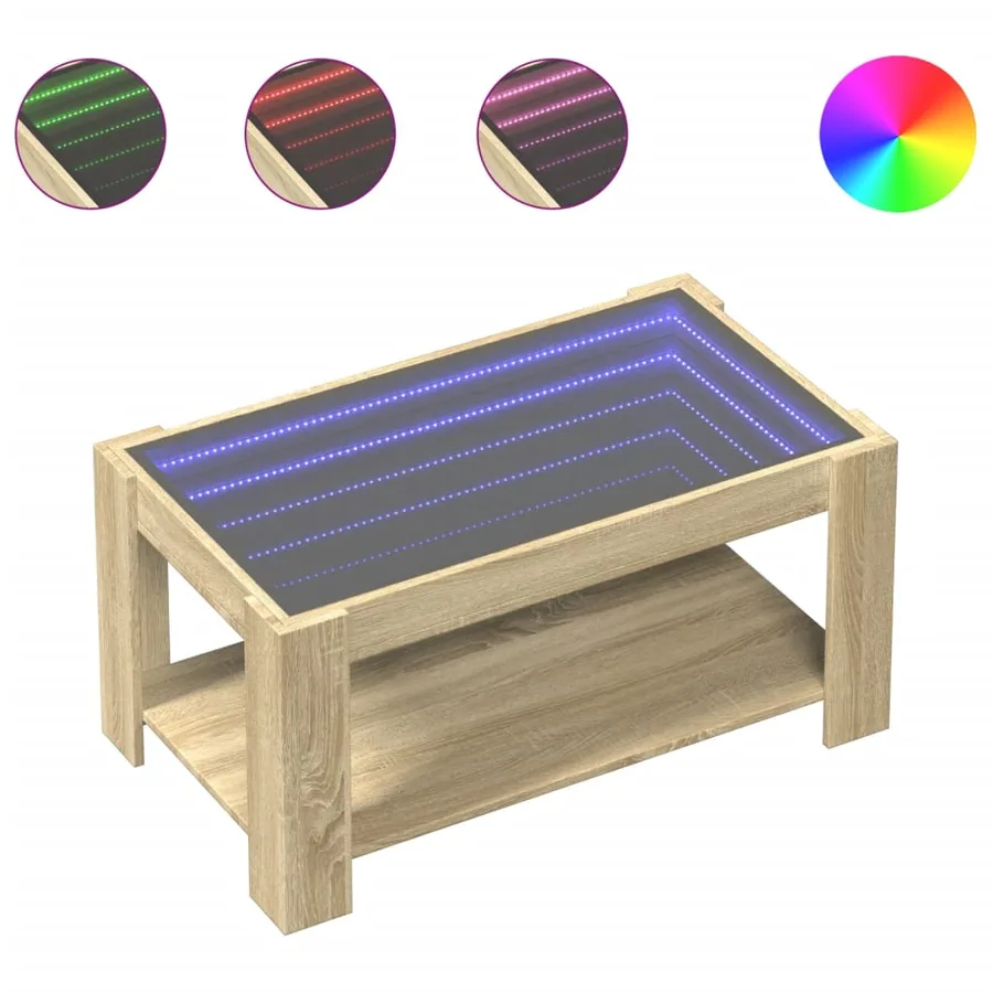 Table basse avec LED chêne sonoma 93x53x45 cm bois d'ingénierie - 2