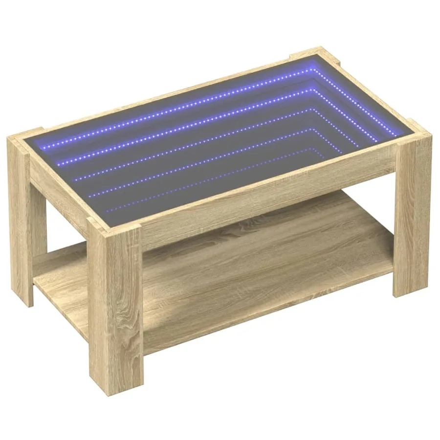 Table basse avec LED chêne sonoma 93x53x45 cm bois d'ingénierie - 3