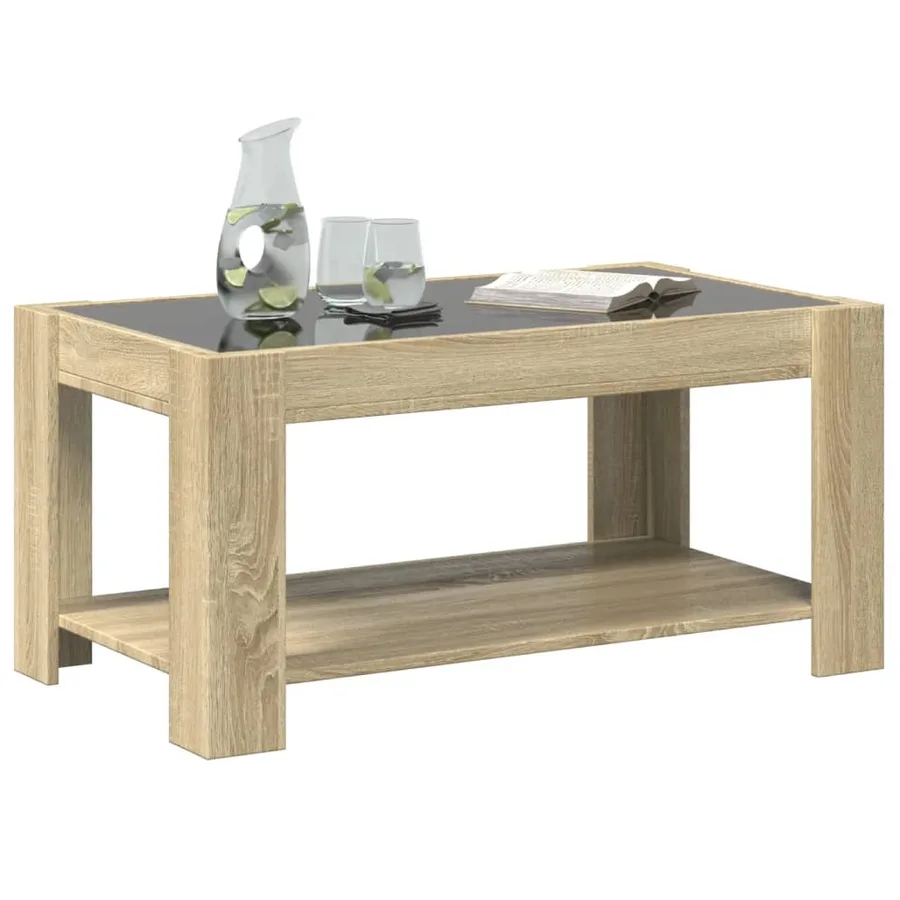 Table basse avec LED chêne sonoma 93x53x45 cm bois d'ingénierie - 5