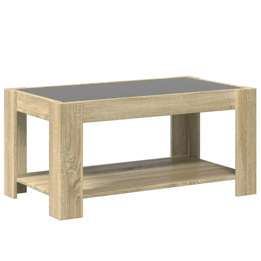 Table basse avec LED chêne sonoma 93x53x45 cm bois d'ingénierie - 8