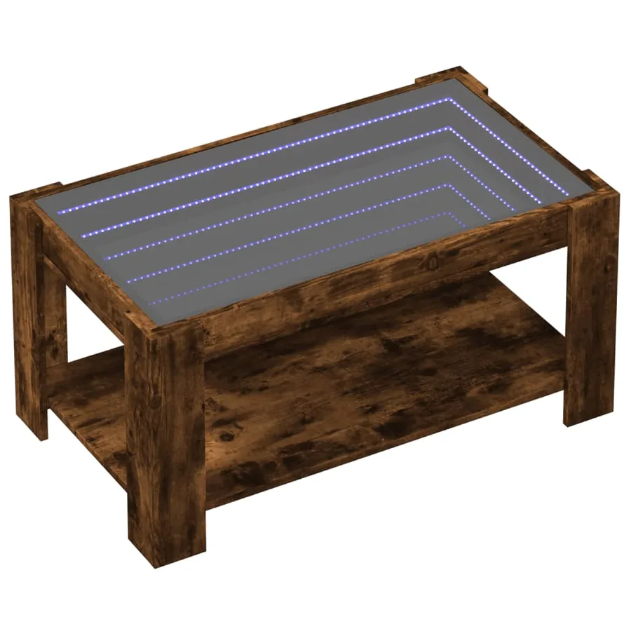 Table basse avec LED chêne fumé 93x53x45 cm bois d'ingénierie - 3