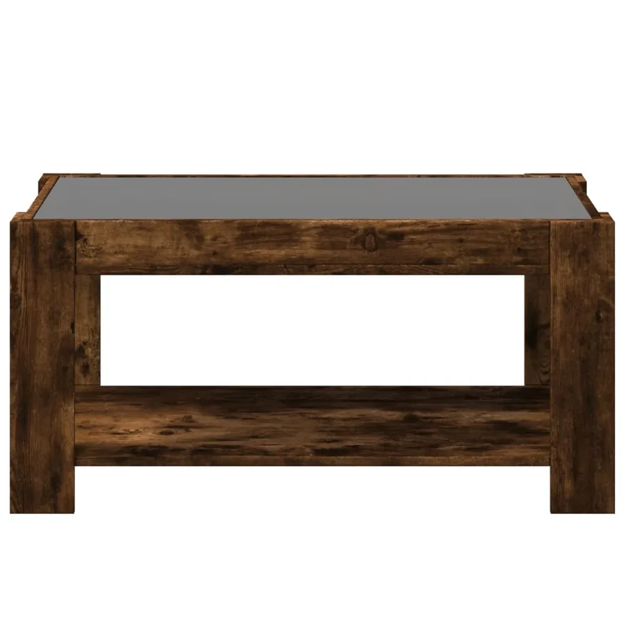 Table basse avec LED chêne fumé 93x53x45 cm bois d'ingénierie - 6