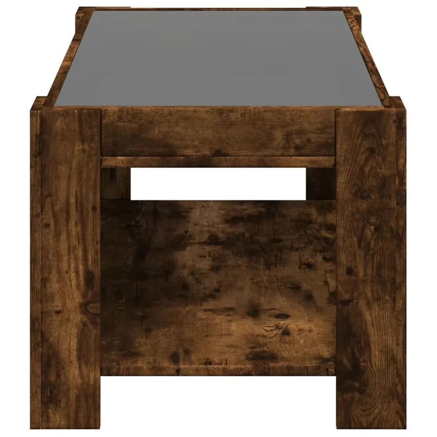 Table basse avec LED chêne fumé 93x53x45 cm bois d'ingénierie - 7