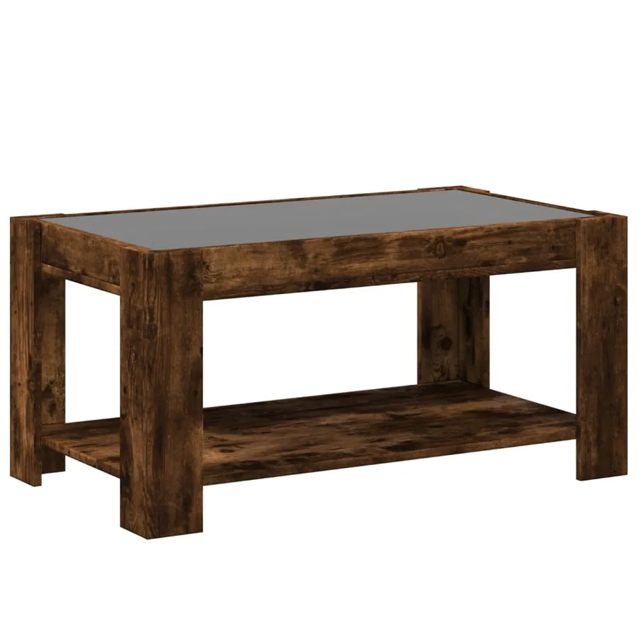 Table basse avec LED chêne fumé 93x53x45 cm bois d'ingénierie - 8