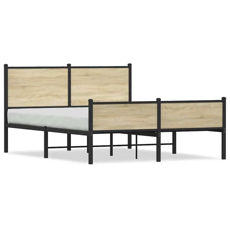 Cadre de lit en métal sans matelas chêne sonoma 140x200 cm - 2