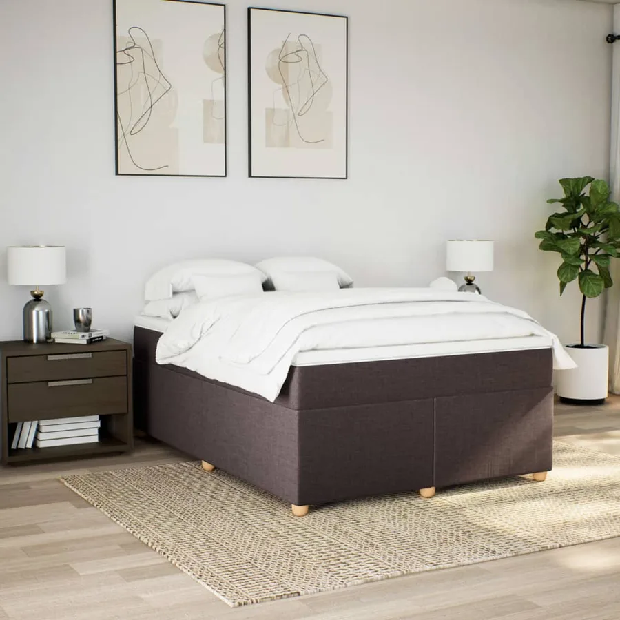 Sommier à lattes de lit avec matelas Marron foncé 140x190 cm - 3