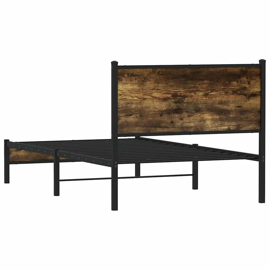 Cadre de lit en métal sans matelas chêne fumé 100x200 cm - 7
