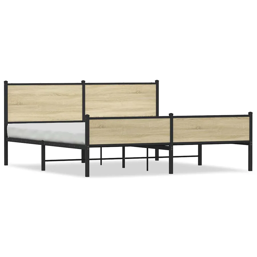 Cadre de lit en métal sans matelas chêne sonoma 183x213 cm - 2