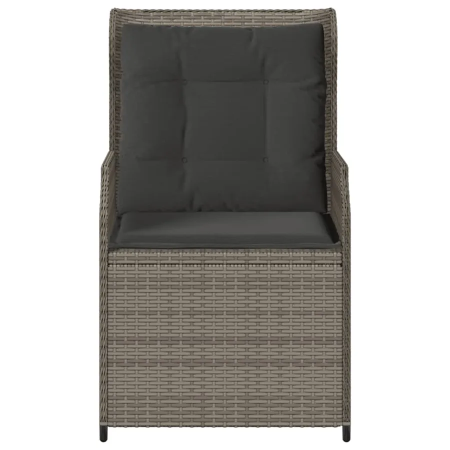 Chaises inclinables de jardin lot de 2 et coussins gris rotin - 5