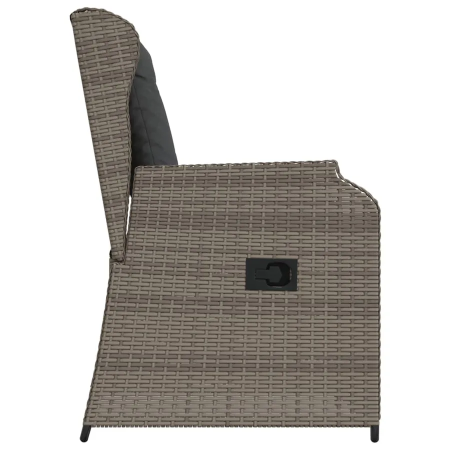 Chaises inclinables de jardin lot de 2 et coussins gris rotin - 6