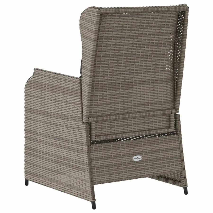 Chaises inclinables de jardin lot de 2 et coussins gris rotin - 7