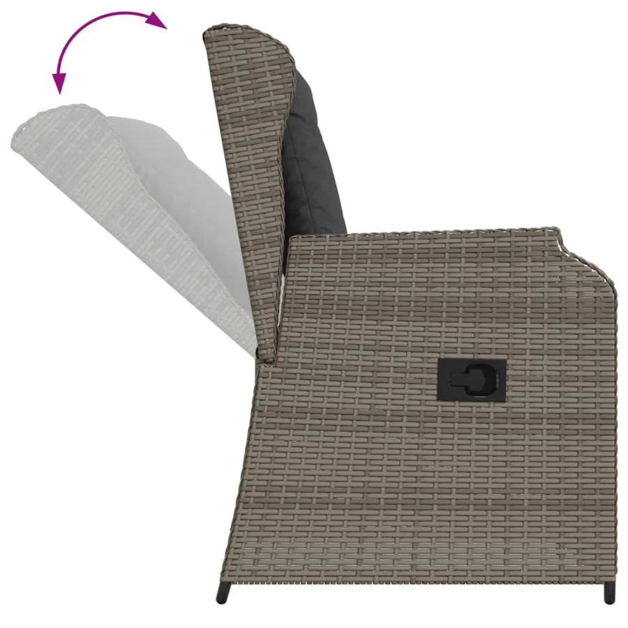 Salon de jardin 5 pcs avec coussins Gris Résine tressée - 5