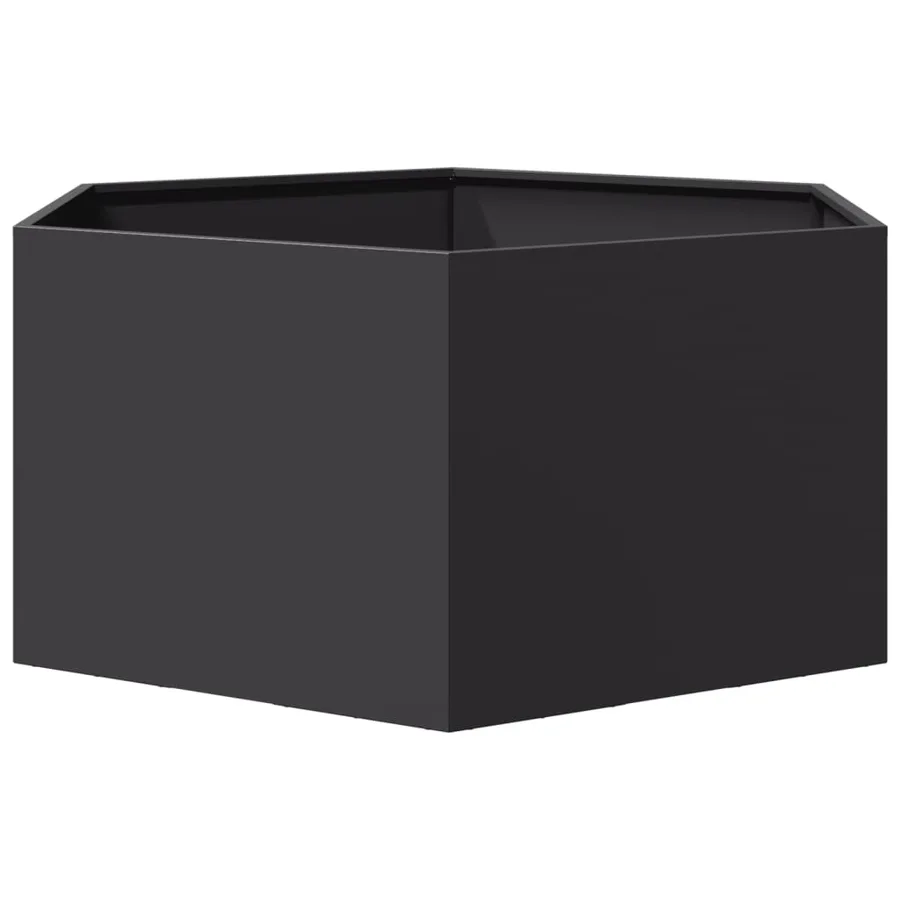 Jardinière noir hexagone 104x90x45 cm acier - 4