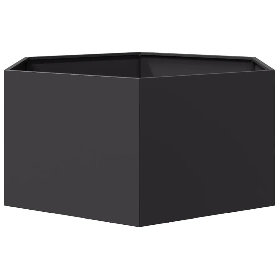 Jardinière noir hexagone 104x90x45 cm acier - 5