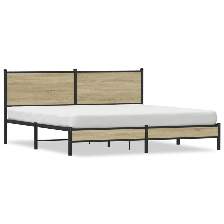 Cadre de lit en métal sans matelas chêne sonoma 183x213 cm - 2