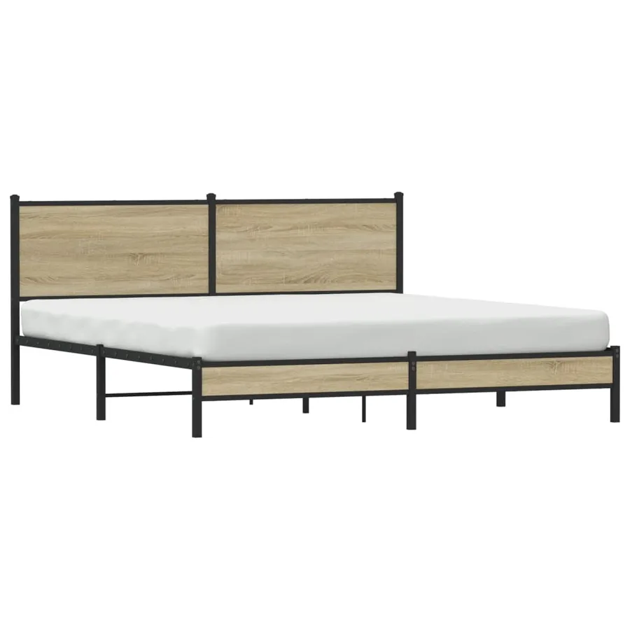 Cadre de lit en métal sans matelas chêne sonoma 183x213 cm - 3
