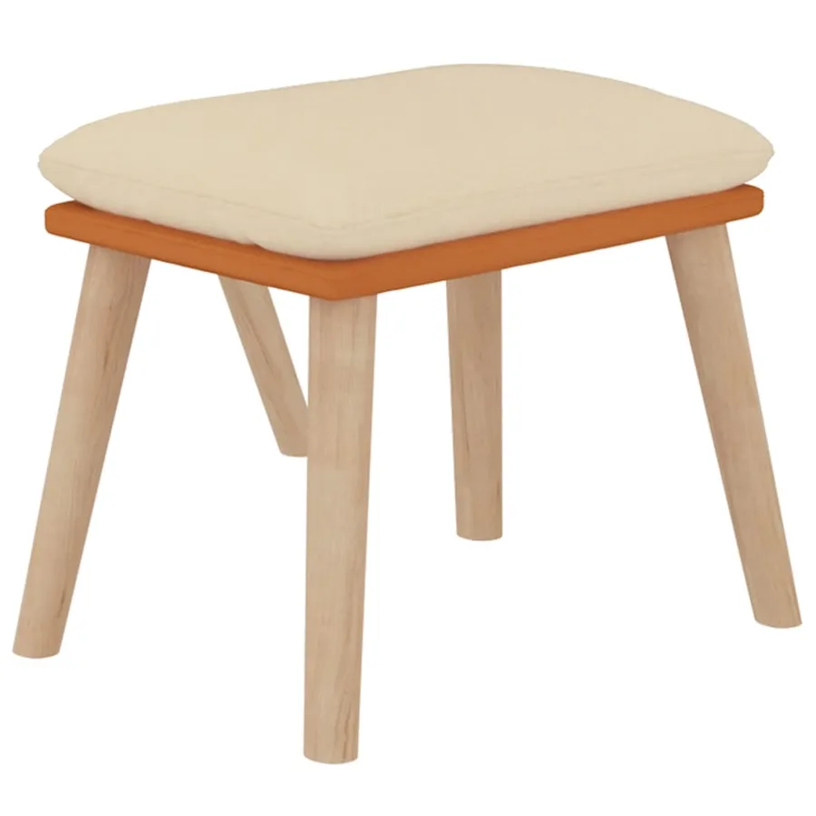 Chaise de relaxation avec repose-pied Crème Similicuir et tissu - 5