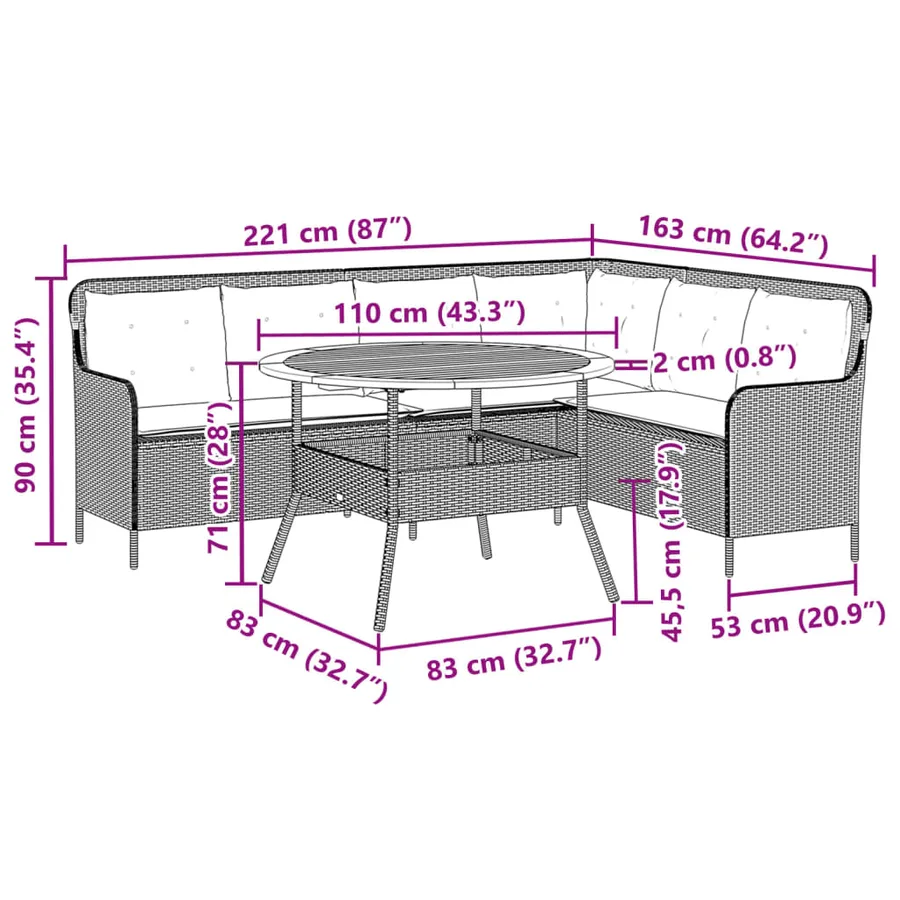 Canapés de jardin 2 pcs avec coussins Noir Résine tressée - 7