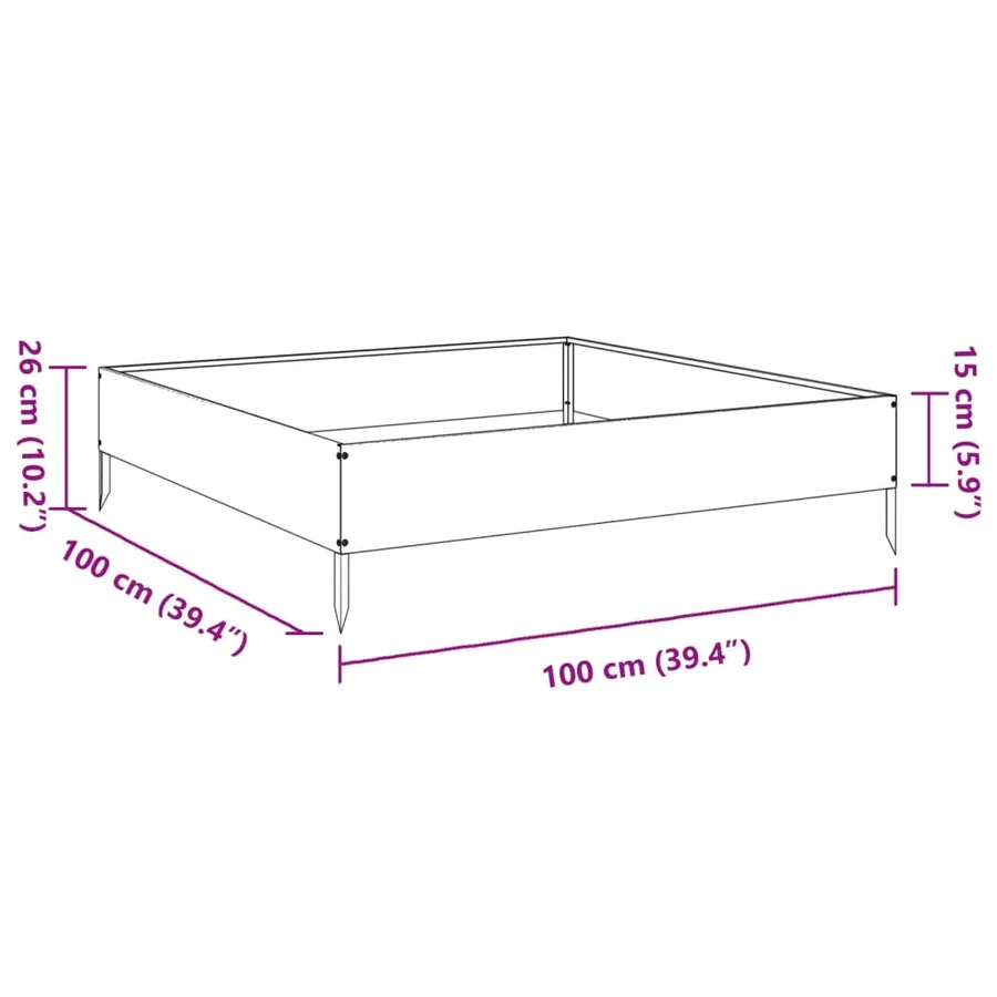 Lit surélevé de jardin anthracite 100x100x26 cm acier - 10
