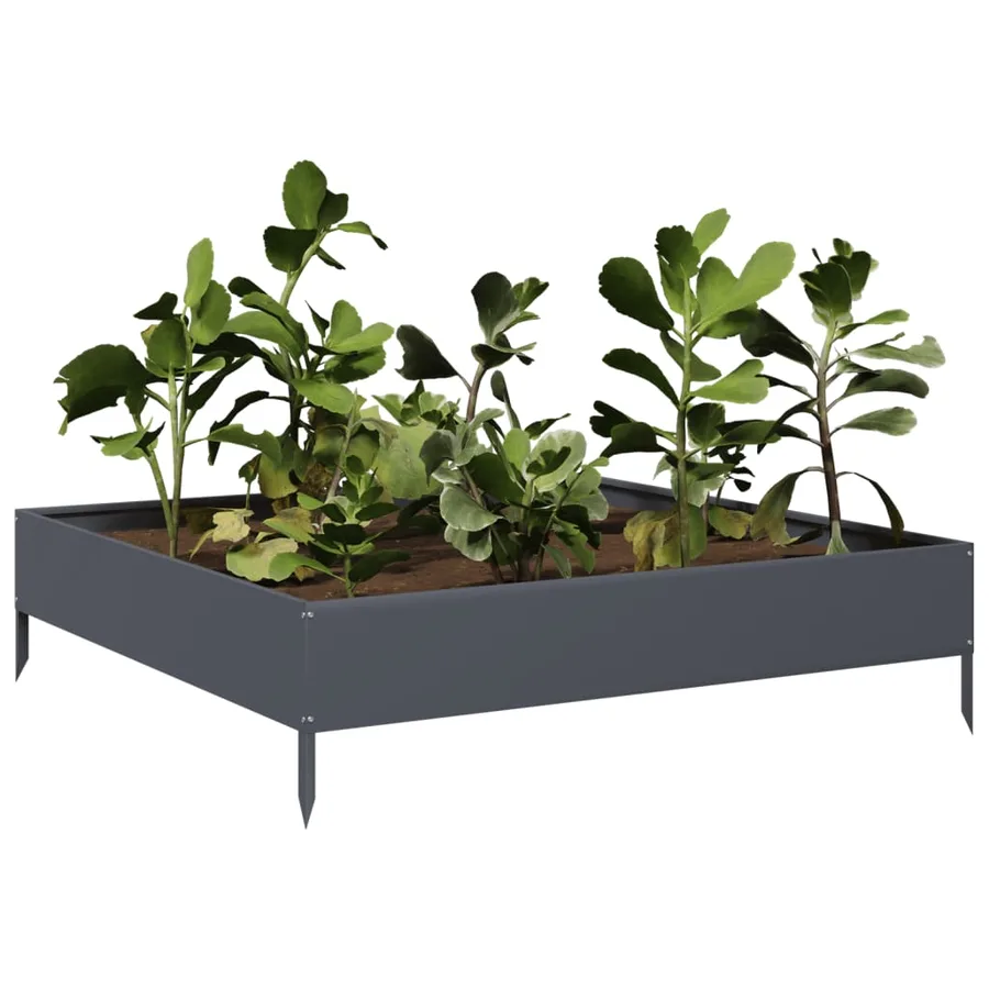 Lit surélevé de jardin anthracite 100x100x26 cm acier - 3